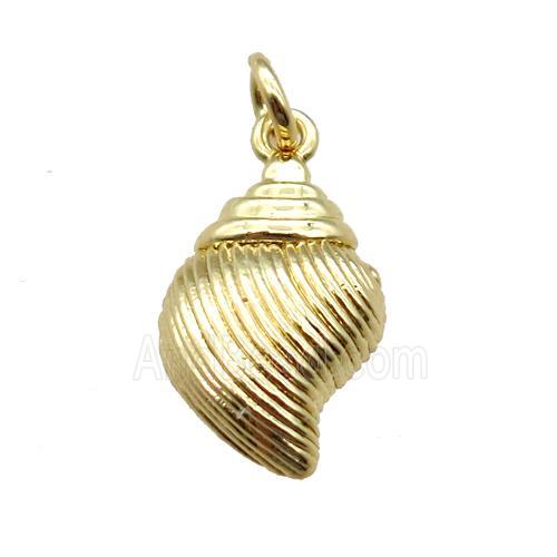 copper conch shell pendant, gold plated