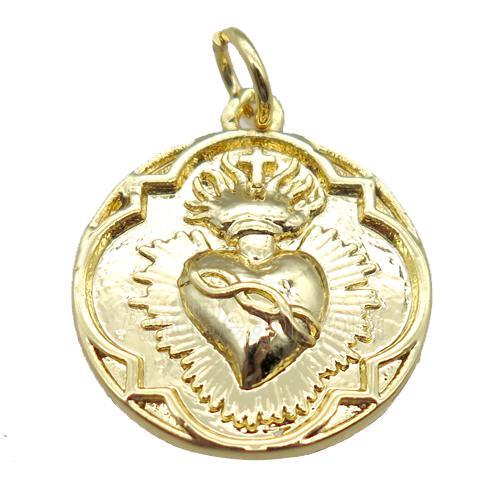 copper circle pendant, gold plated
