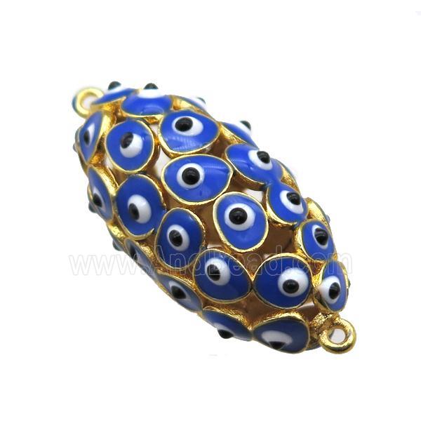 blue enameling copper oval connector with evail eye, gold plated