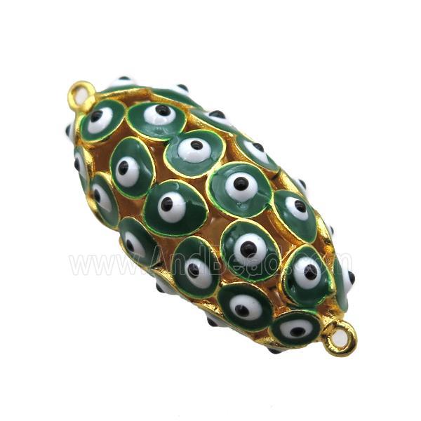 green enameling copper oval connector with evail eye, gold plated