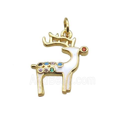 copper Reindeer pendant paved zircon, gold plated