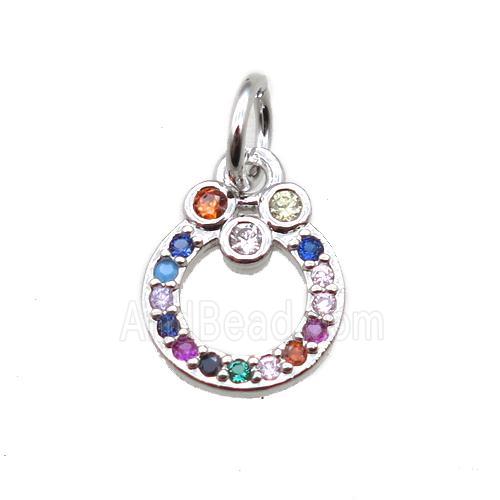 copper pendant paved zircon, christmas wreath, platinum plated