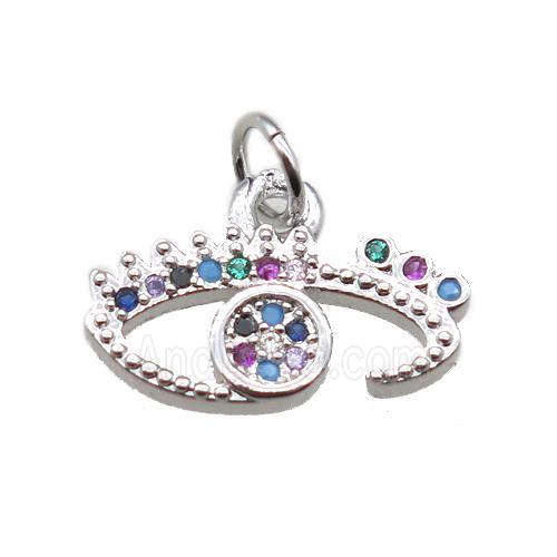 copper eye pendant paved zircon, platinum plated