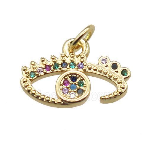copper eye pendant paved zircon, gold plated