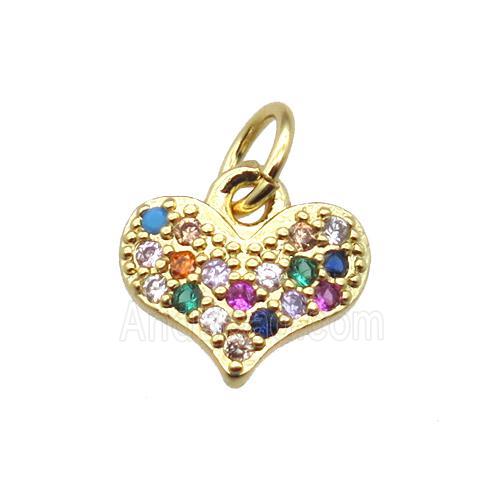 copper heart pendant paved zircon, gold plated