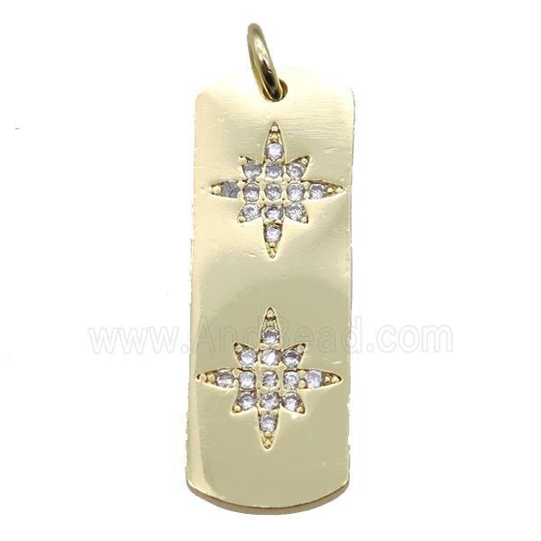 copper pendant paved zircon, northstar, gold plated