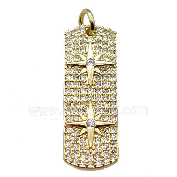 copper pendant paved zircon, northstar, gold plated