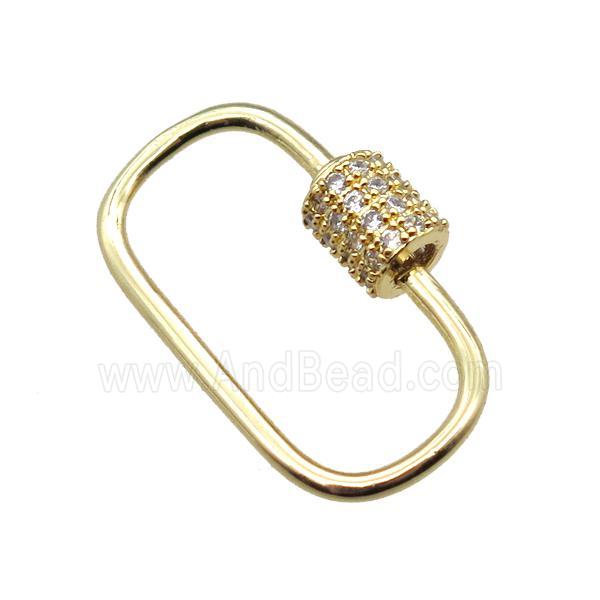 copper carabiner lock pendant paved zircon, gold plated