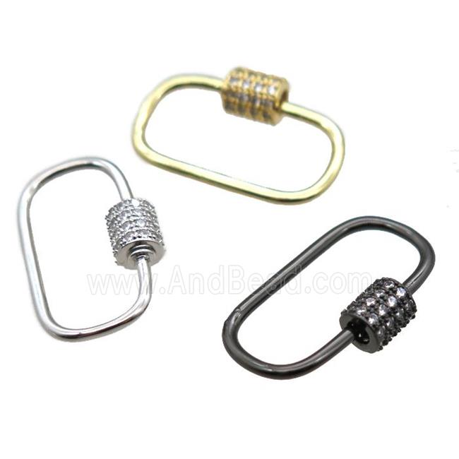copper carabiner lock pendant paved zircon, mixed color