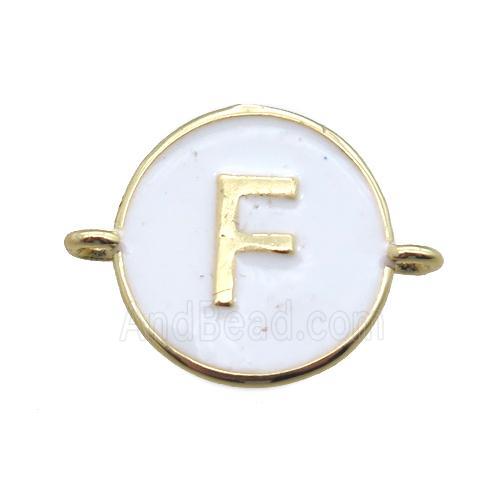 white enameling copper letter-F connector, gold plated