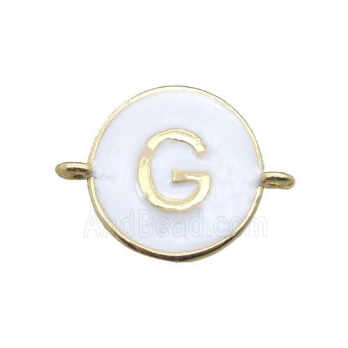 white enameling copper letter-G connector, gold plated