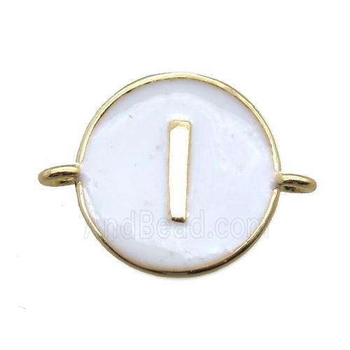 white enameling copper letter-I connector, gold plated