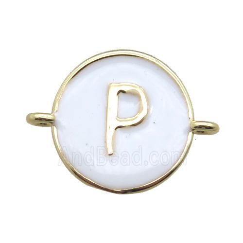white enameling copper letter-P connector, gold plated