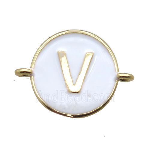 white enameling copper letter-V connector, gold plated
