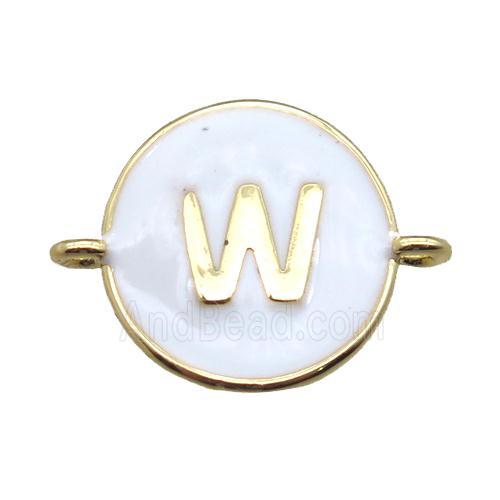 white enameling copper letter-W connector, gold plated