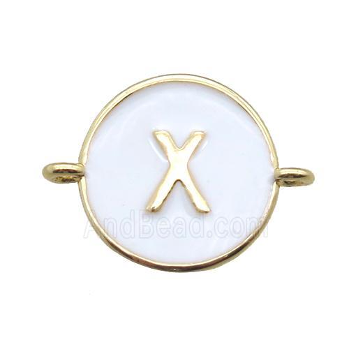 white enameling copper letter-X connector, gold plated