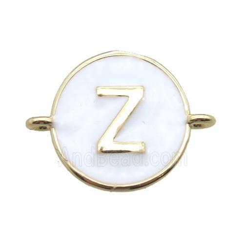 white enameling copper letter-Z connector, gold plated