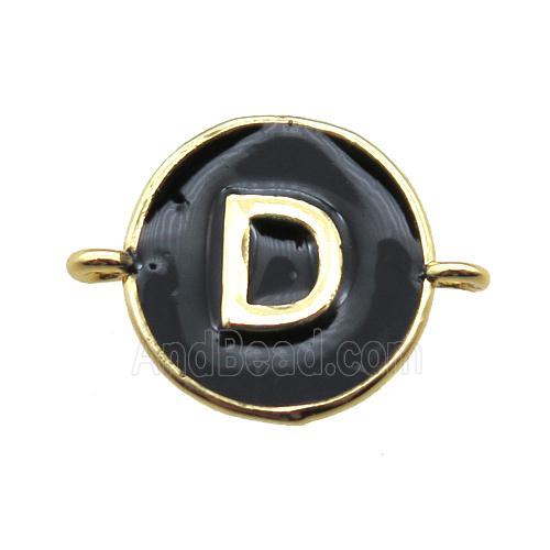 black enameling copper letter-D connector, gold plated