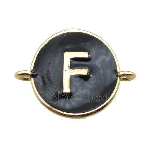 black enameling copper letter-F connector, gold plated