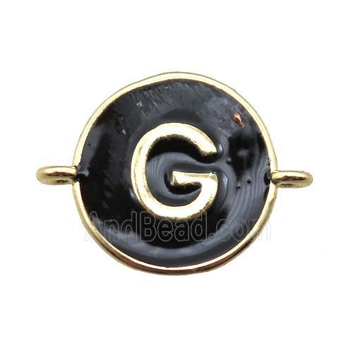 black enameling copper letter-G connector, gold plated