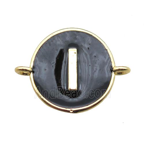 black enameling copper letter-I connector, gold plated