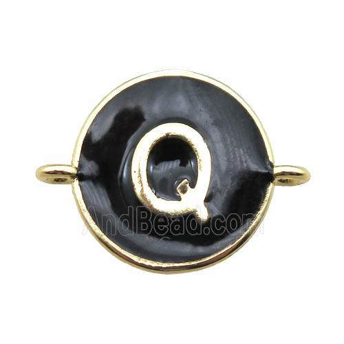 black enameling copper letter-Q connector, gold plated