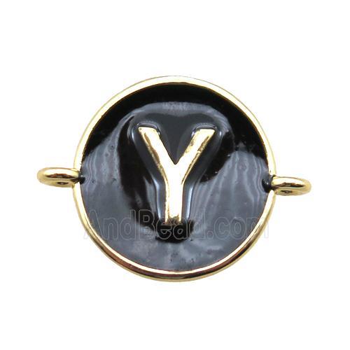black enameling copper letter-Y connector, gold plated