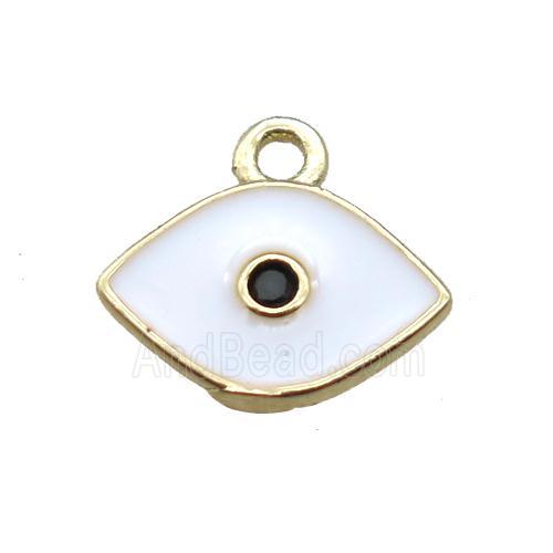 white enameling copper eye pendant paved zircon, gold plated
