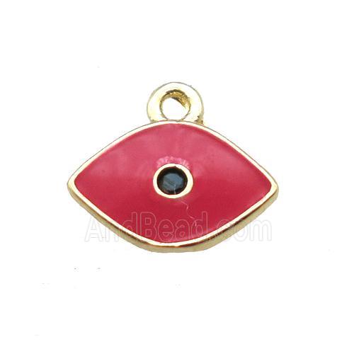 red enameling copper eye pendant paved zircon, gold plated
