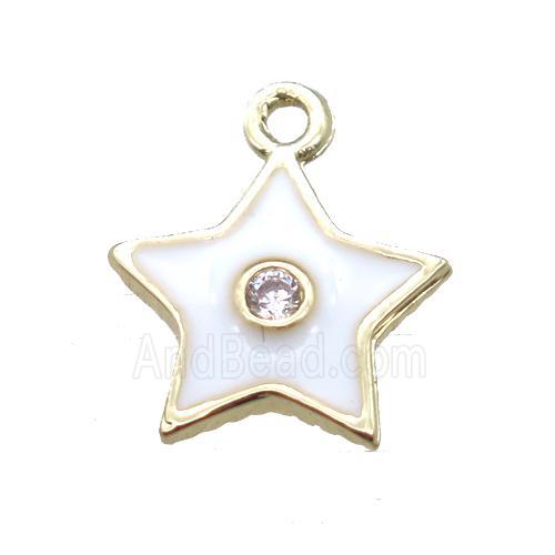 white enameling copper star pendant paved zircon, gold plated