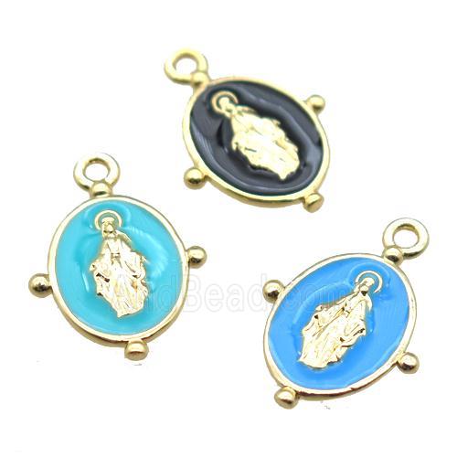 enameling copper Jesus pendant, mixed color, Religious, gold plated