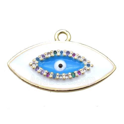 copper eye pendant with white enameling, gold plated