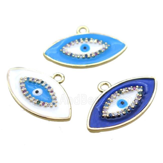 copper eye pendant with enameling, mix color, gold plated