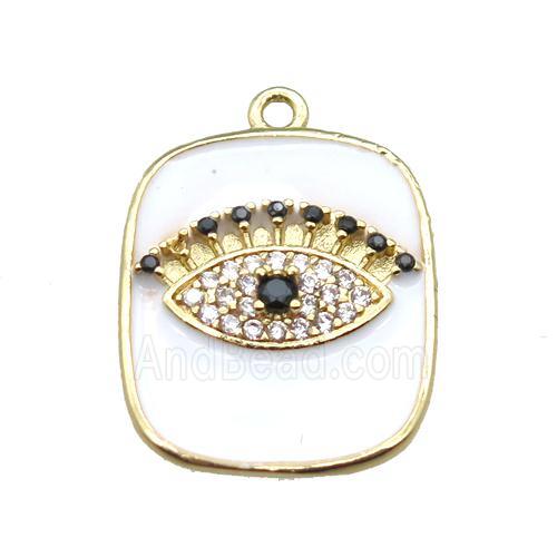 copper eye pendant pave zircon with white enameling, gold plated