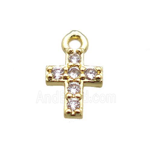 copper cross pendant pave zircon, gold plated