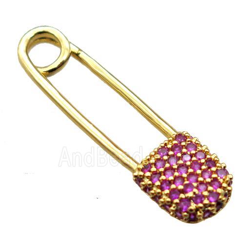 copper clip pendant paved zircon, gold plated