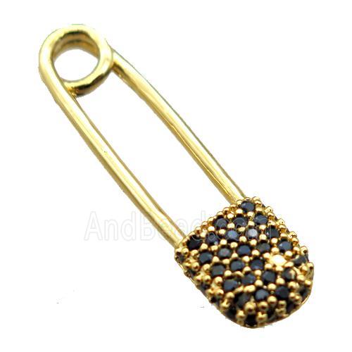 copper clip pendant paved zircon, gold plated