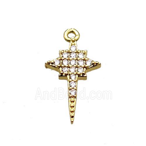 copper northstar pendant paved zircon, gold plated