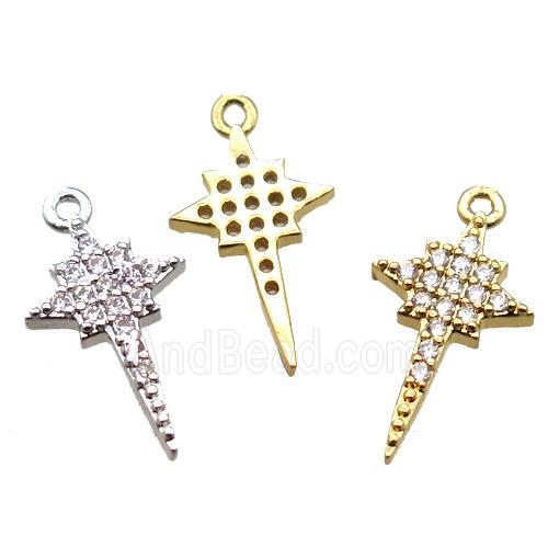 copper Compass pendant paved zircon, mixed