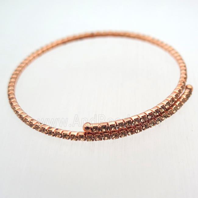 copper bangle pave champagne rhinestone, rose gold