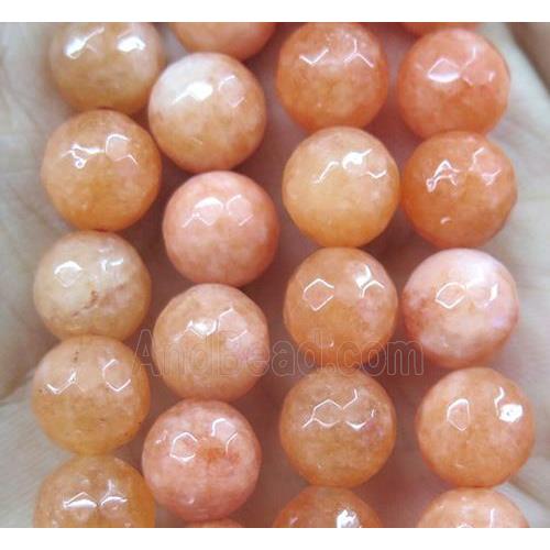 Agate beads, faceted round, orange