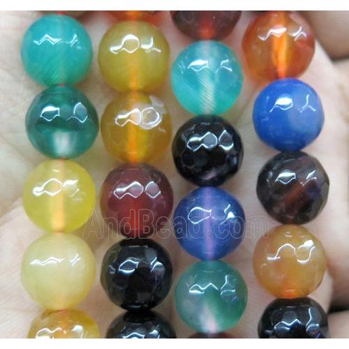 Agate beads, faceted round, mix color