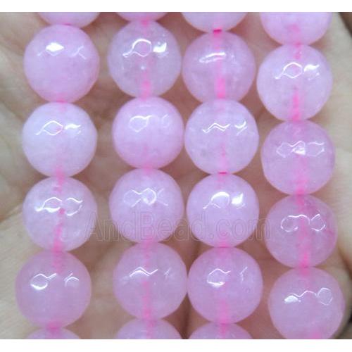 Agate beads, faceted round, pink