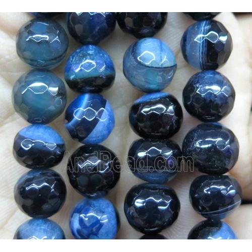 blue druzy Agate beads, faceted round