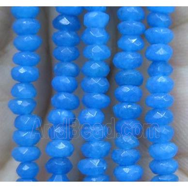 blue jade bead, faceted rondelle