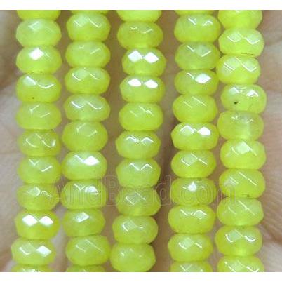 olive jade bead, faceted rondelle