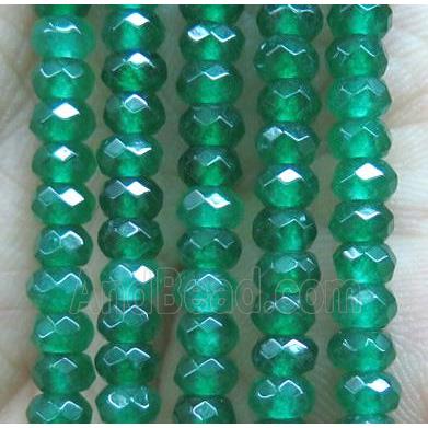 green jade bead, faceted rondelle