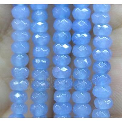 lt.blue jade bead, faceted rondelle