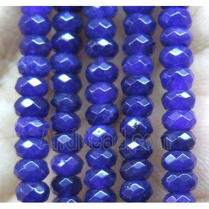 deep blue jade bead, faceted rondelle