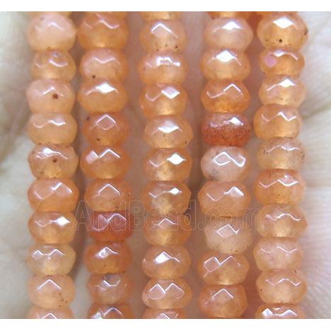 orange jade bead, faceted rondelle